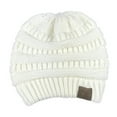 thumbnail image 2 of Fashion Women Winter Knitted Hat Messy Bun Ponytail Beanie Holey Warm Wool Caps, 2 of 2