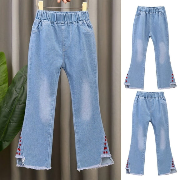 Cethrio Jeans for Kids Girls 2025 Christmas Gifts Solid Kids Blue Fall and Winter Clothes Size 4-5Years