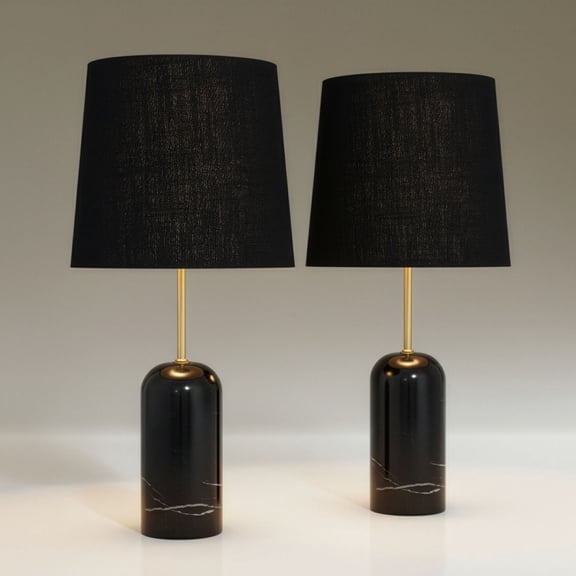 360 Lighting Daleti 25" High Black Marble Table Lamp Set of 2