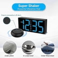 thumbnail image 3 of Vibrating alarm clock for heavy sleepers, loud sound, large digits, 5 brightness settings (black and blue), 3 of 5