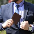 thumbnail image 3 of Cartera Hombre Piel Genuina Bifold Compartimento Secreto Interiores en Tela Chocolate, 3 of 8