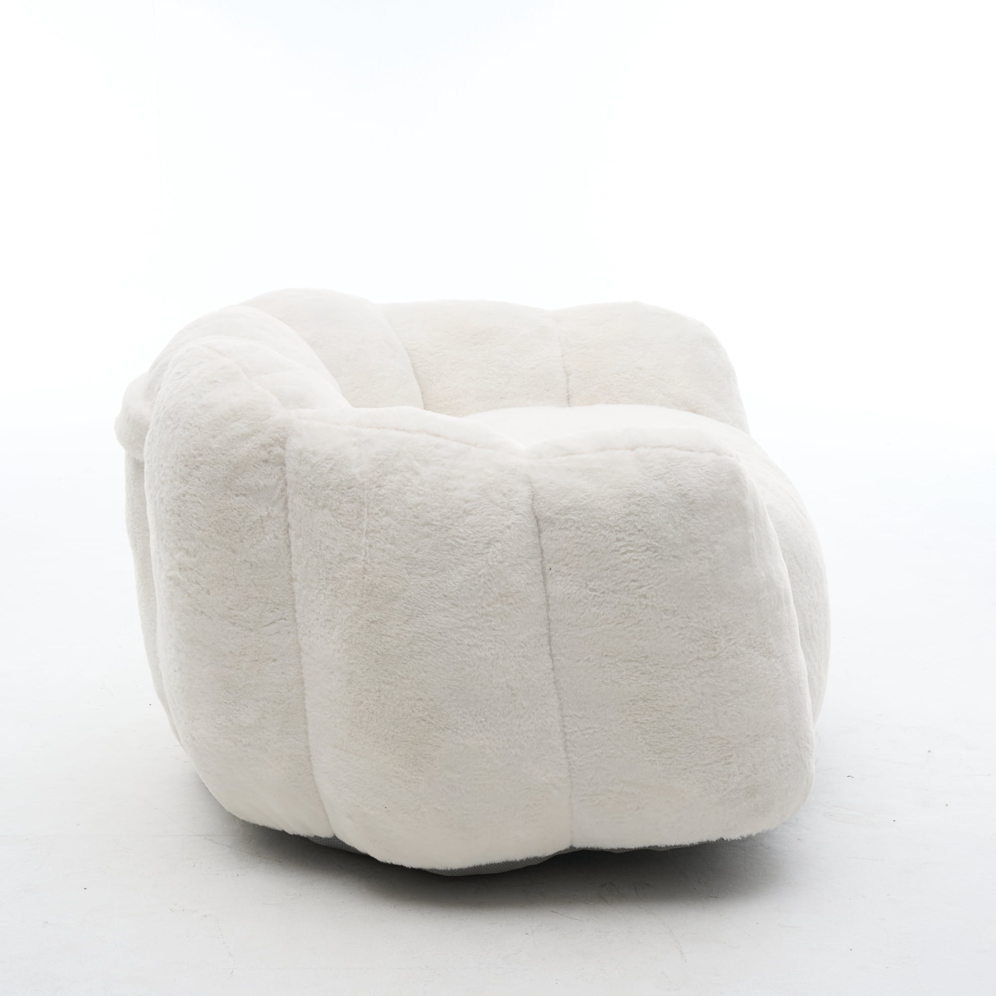 Leumius Large Lazy Sofa Chair, Comfortable Velvet Fabric Large Petal Sofa for Bedroom, Living Room and Gaming Beige