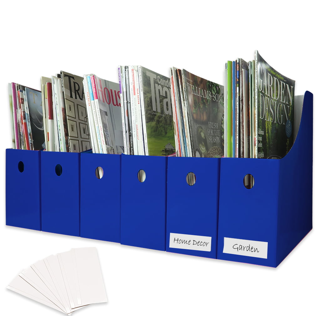 Evelots Set of 12 Magazine File Holder Storage Organizer W/Labels Blue