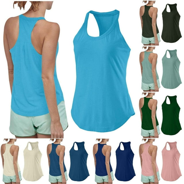 Bovxnpu Womens Plus Size Tops, Workout Tops for Women Racerback Basic Tank Sleeveless Tops XXL