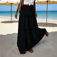 thumbnail image 5 of Dianli Gifts Boho Maxi Skirt A Line Tiered Ruffle High Waist Maxi Skirt Elastic Waist Pockets Flowing Layered Beach Vacation Resort Wear Bohemian Summer Maxi Skirt, 5 of 9