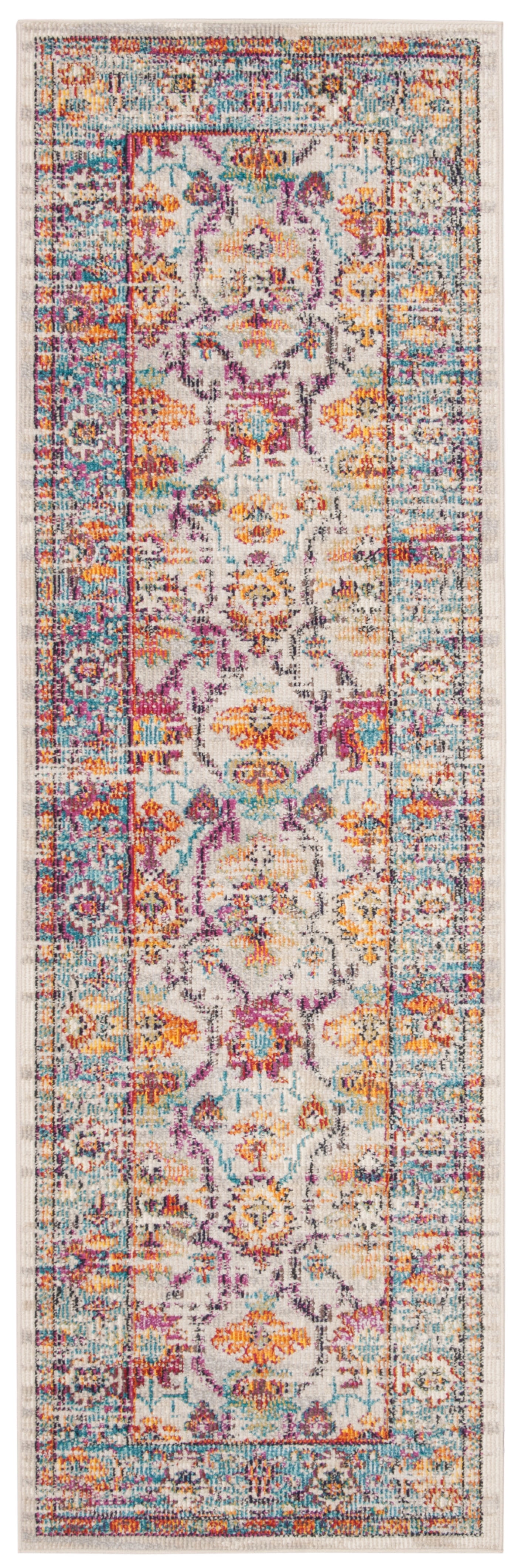 SAFAVIEH Crystal Katriona Oriental Runner Rug, Cream/Teal, 2'2" x 9'