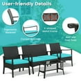 thumbnail image 6 of Gymax 4PCS Patio Rattan PE Wicker Furniture Conversation Set w/ Sofa Chair & Table, 6 of 10