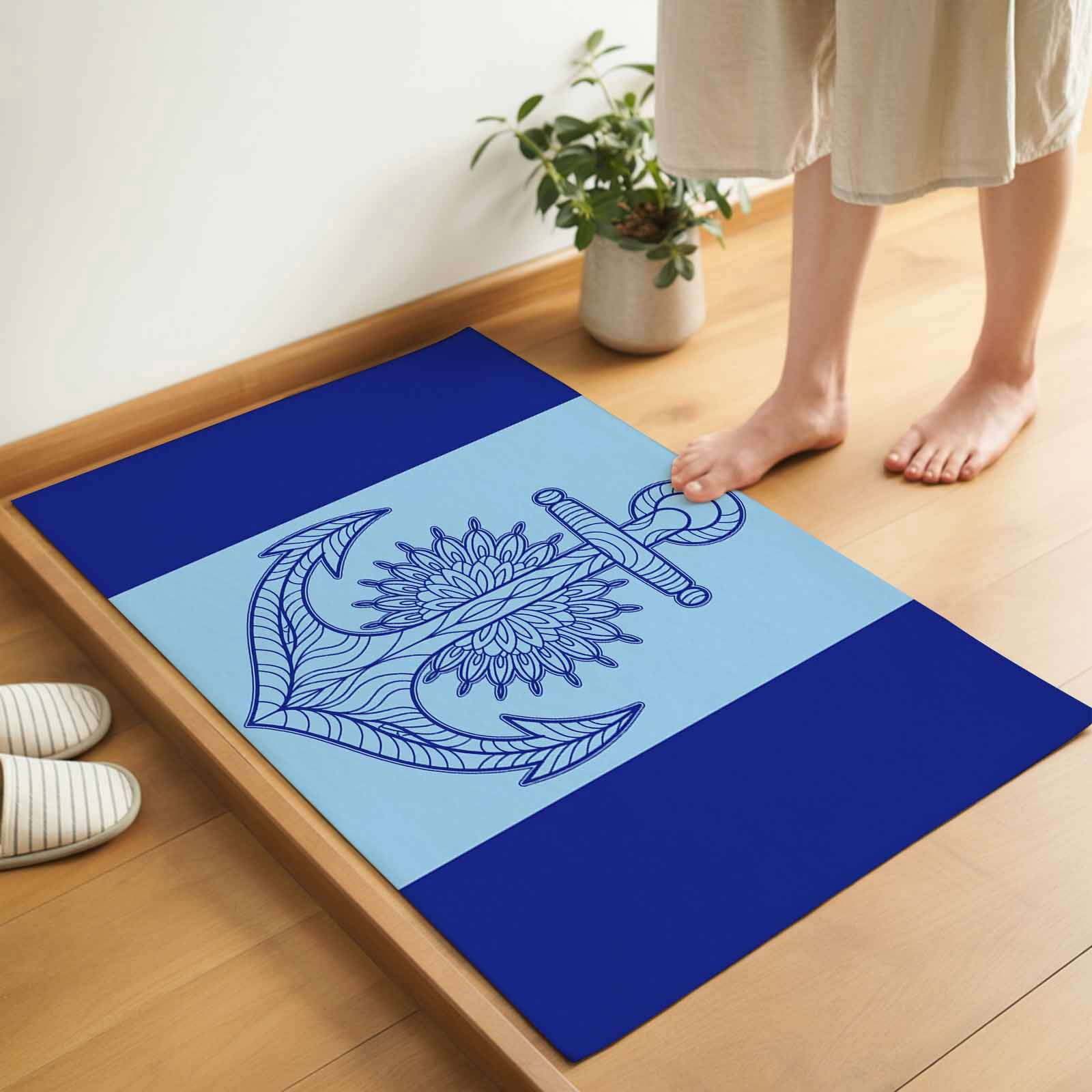 Navy Blue Anchor Indoor Door Mat - 20