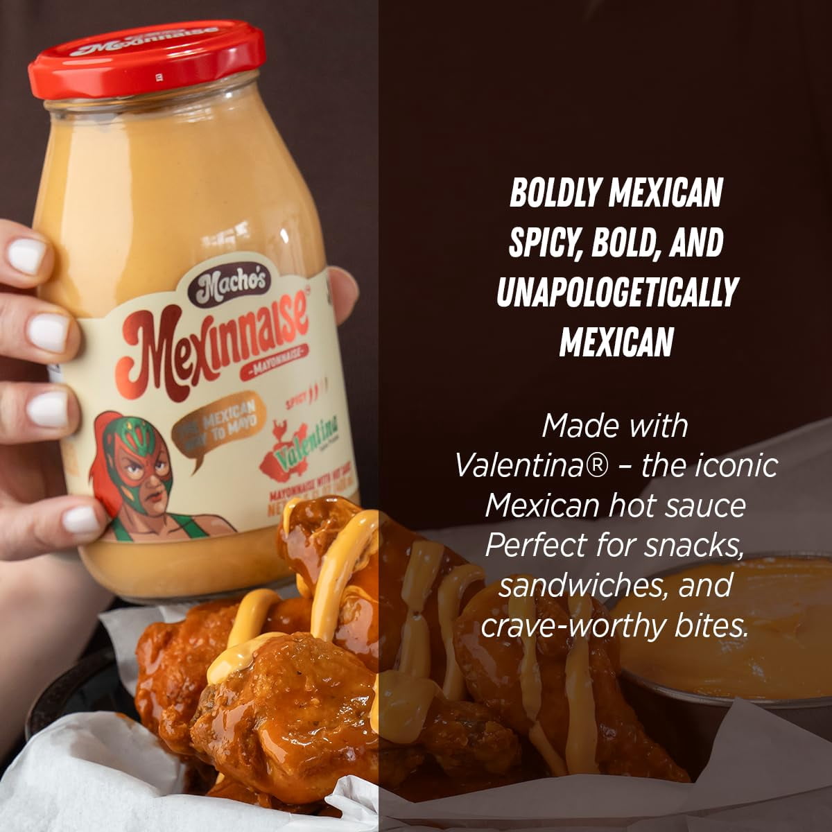 Macho’s Mexinnaise Mexican-Style Mayonnaise Variety Pack – Fuego, Lime & Valentina Flavors – Spicy & Zesty Sandwich and Taco Spread – 3 Pack, 13.5 fl oz Bottles