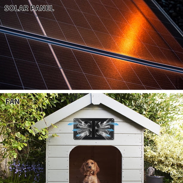 Houses Ventilador De Panel Doble Con Energía Solar, Kit De Panel Solar Resistente A La Intemperie De 10 W Para Gallineros Pequeños, Invernaderos, Cobertizos, Casas Para Mascotas,