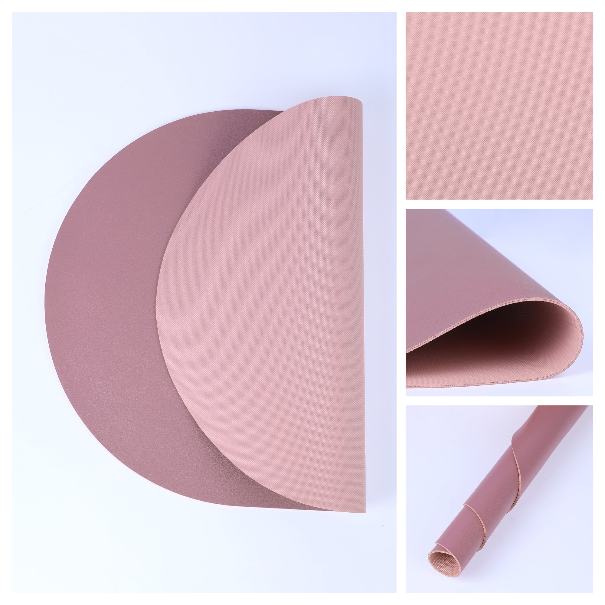 Unique Bargains Set of 6 Leather Table Placemats for Dining Table Decor Purple Pink