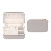 Unique Bargains Portable PU Leather Jewelry Box Mini Organizer Gray