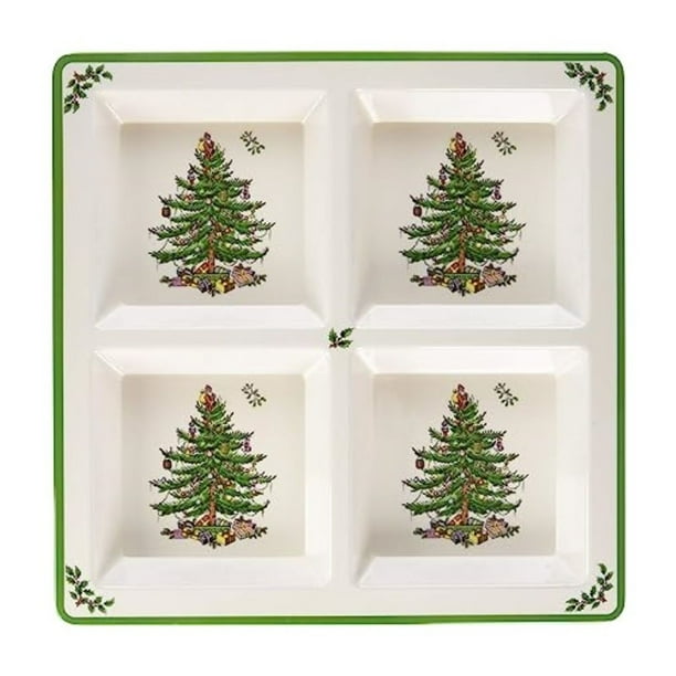 Spode Christmas Tree Melamine 4-Section Tray, Divided