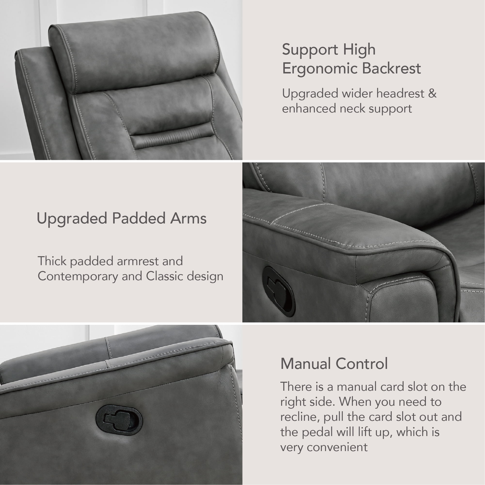 Spruce & Spring360° Swivel Manual Recliner with Glider Motion for Living Room, Dark Gray