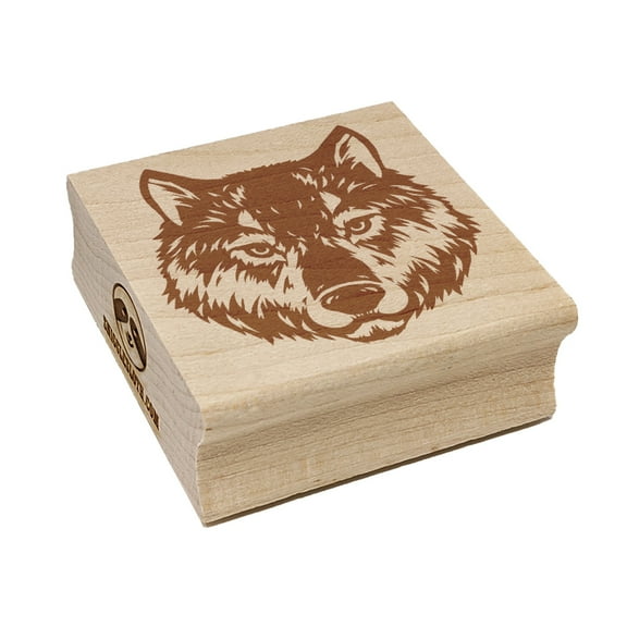Realistic Wolf Head Square Rubber Stamp Stamping Scrapbooking Crafting - Small 1.25in