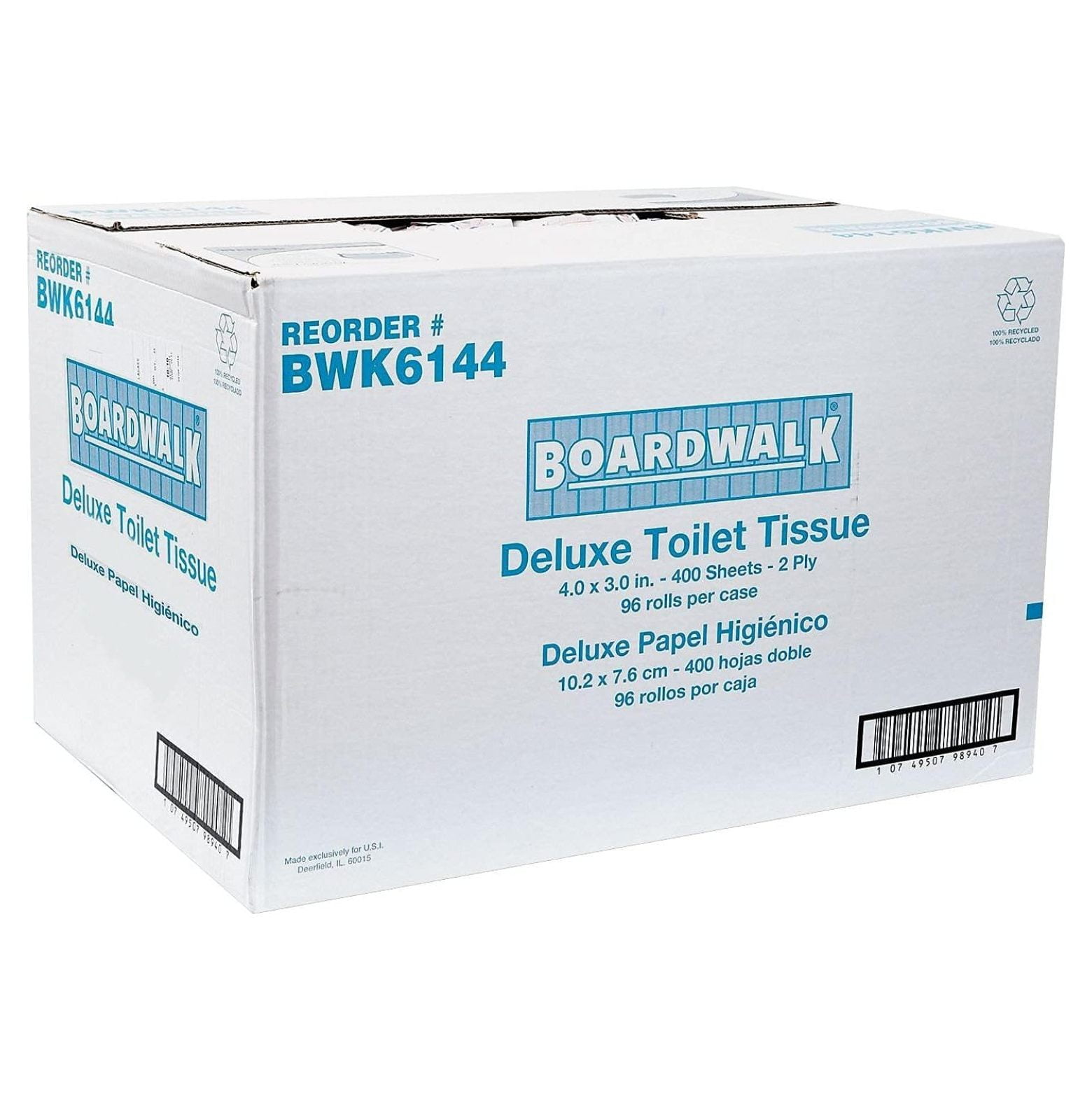 Boardwalk 6144 Two-Ply Toilet Tissue White 4 x 3 Sheet 400 Sheets/Roll 96 Rolls/Carton