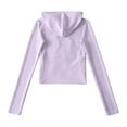 thumbnail image 4 of Bibifish Womens Hoodie Light Color Full Zip Up Drawstring Hood Cropped Fit Soft Fabric Casual Daily Outings Stylish Comfortable Hoodie, 4 of 9