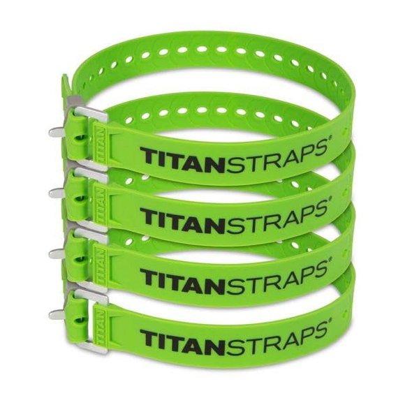 Titan Industrial Straps – Strong & Simple Tie-Downs for Construction (Welders, DIY Home) & 1st Responders – 3 Year Warranty, Batch Tested – 70 lb. Working Load, 25" Length, Lime Green, 4-Pack