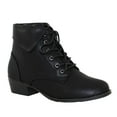 thumbnail image 1 of TOP Moda EC89 Bottines à Talon Bas Épais à Lacets pour Femmes (7.5, Noir), 1 of 4