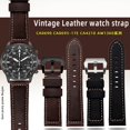 thumbnail image 2 of Correa de reloj de cuero vintage esmerilado para CITIZEN Three Eye Chronograph CA0690/CA0695-17E CA0617-11E Correa de reloj para hombre 20 22 mm, 2 of 5
