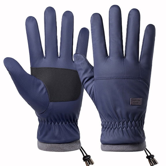 Gloves for men cold weather Gloves Men's Winter Warm Plus Velvet Padded Non-slip Outdoor Ski Riding Windproof Navy Blue