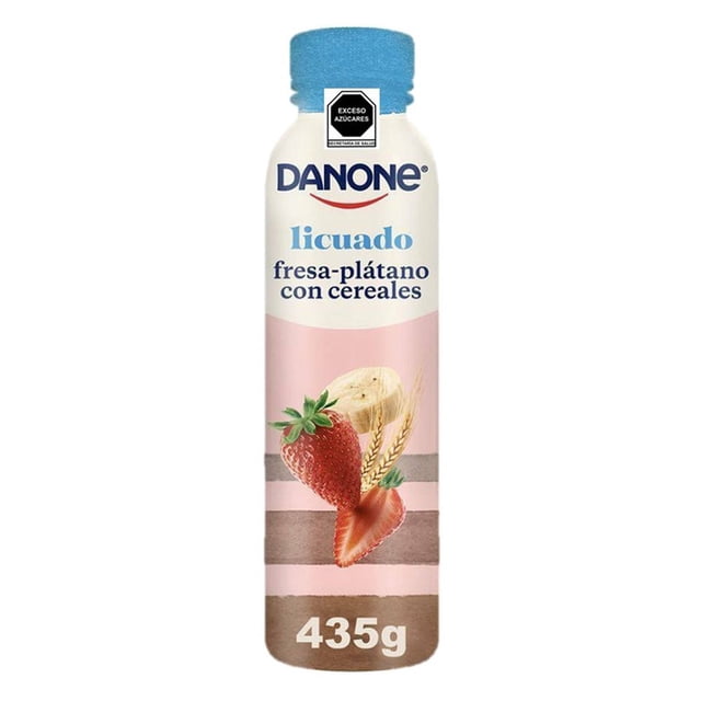 Yoghurt bebible Danone licuado fresa plátano con cereales 435 g
