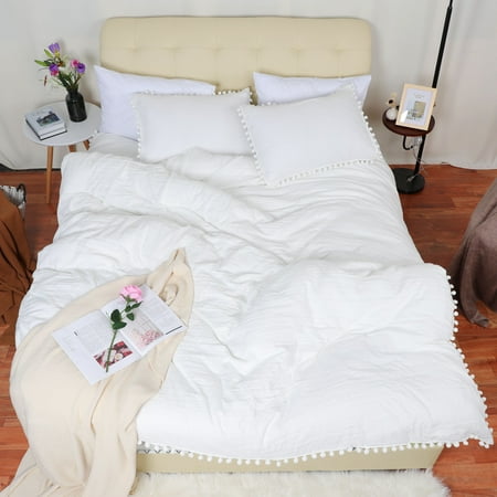 Pompon Duvet Cover And Sham Set Twin Size Bedding Soft
