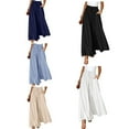 thumbnail image 5 of Baiways Womens Pleated Wide Leg Palazzo Maxi Pants with Drawstring or Elastic Band, 5 of 6