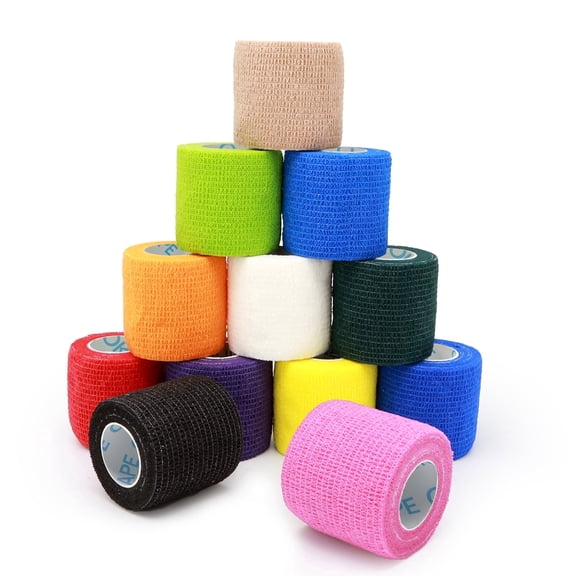 OK TAPE 12 Rolls Self Adhesive Bandage Wrap, Elastic Athletic Tape, Self Stick Bandage Tape, Vet Wrap, Medical Wrap for Wrist, Feet, 2" x 5 Yards