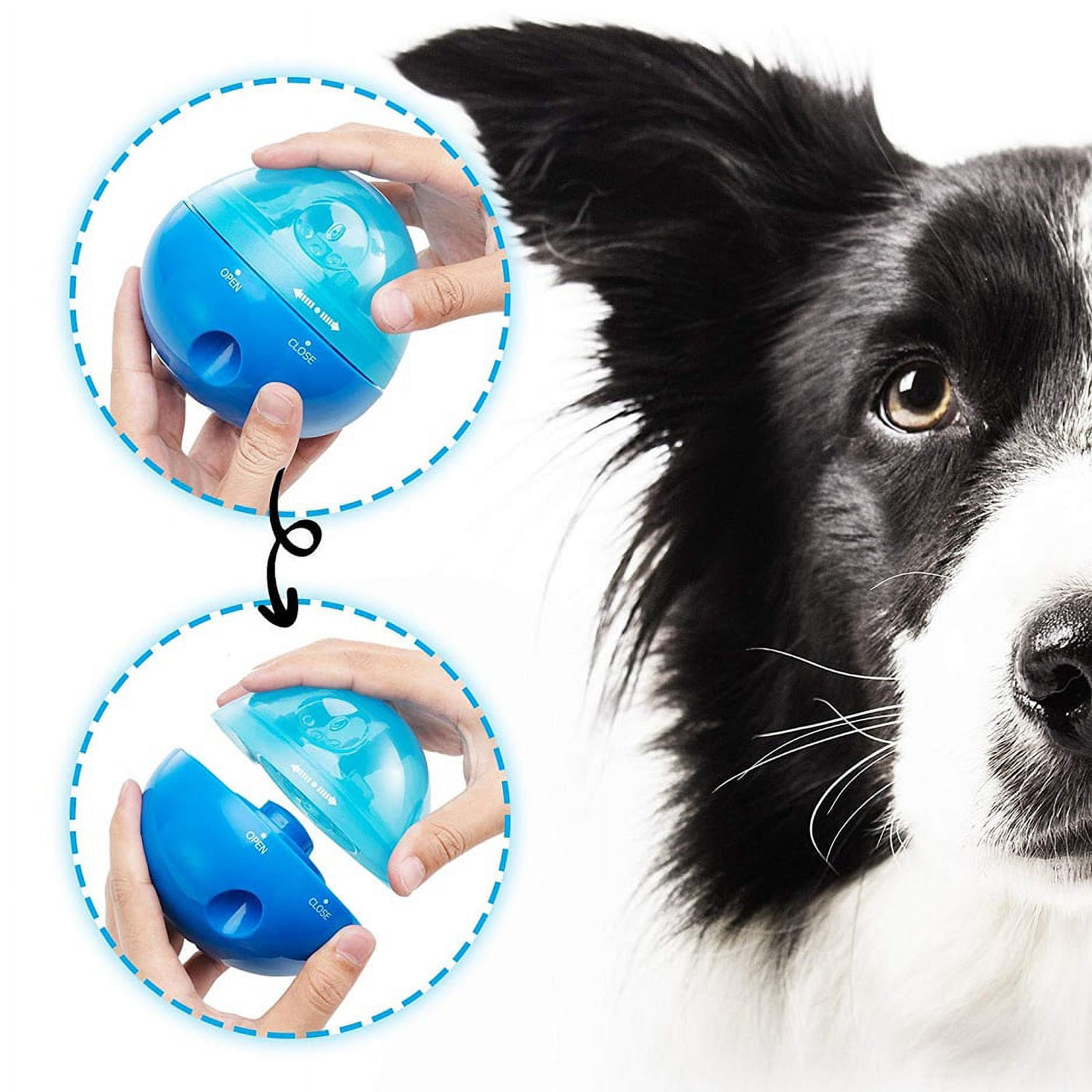 Petfactors Puzzle Treat Ball for Pets, Tumbler Interactive Food Dispensing Ball, Toys for Dogs Cats, Increases IQ and Mental Stimulation (Blue)