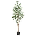 thumbnail image 2 of 5 ft Artificial Eucalyptus Plants in Pot with Realistic Leaves and Natural Wood Trunk, Faux Tree, 2 of 8