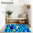 thumbnail image 3 of ODIKA 2'x3' Machine Washable Non-Slip Area Rug, Smiling Adventure Showcasing Bold Water and Playful Fins High Traffic Rug, Blue, 619758, 3 of 7