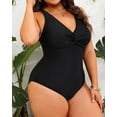 thumbnail image 3 of GFDYREE Women Plus Size One Piece Swimsuits V Neck Tummy Control Bathing Suits Front Cross Swimwear, 3 of 7