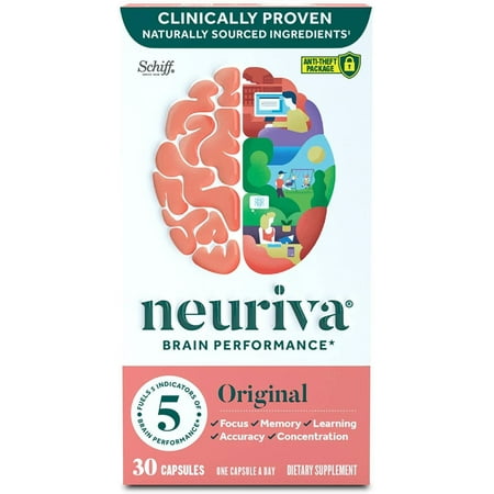 Neuriva Original Brain Health Supplement (30 count), Brain Support With Clinically Tested Natural Ingredients (Coffee Cherry & Plant Sourced Phosphatidylserine), 3 Pack