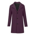 thumbnail image 6 of Miluxas Men's Work Business Coat Classic Trench Overcoats Mid Long Wool Blend Top Pea Coats Winter Jackets Purple 10(XL), 6 of 8