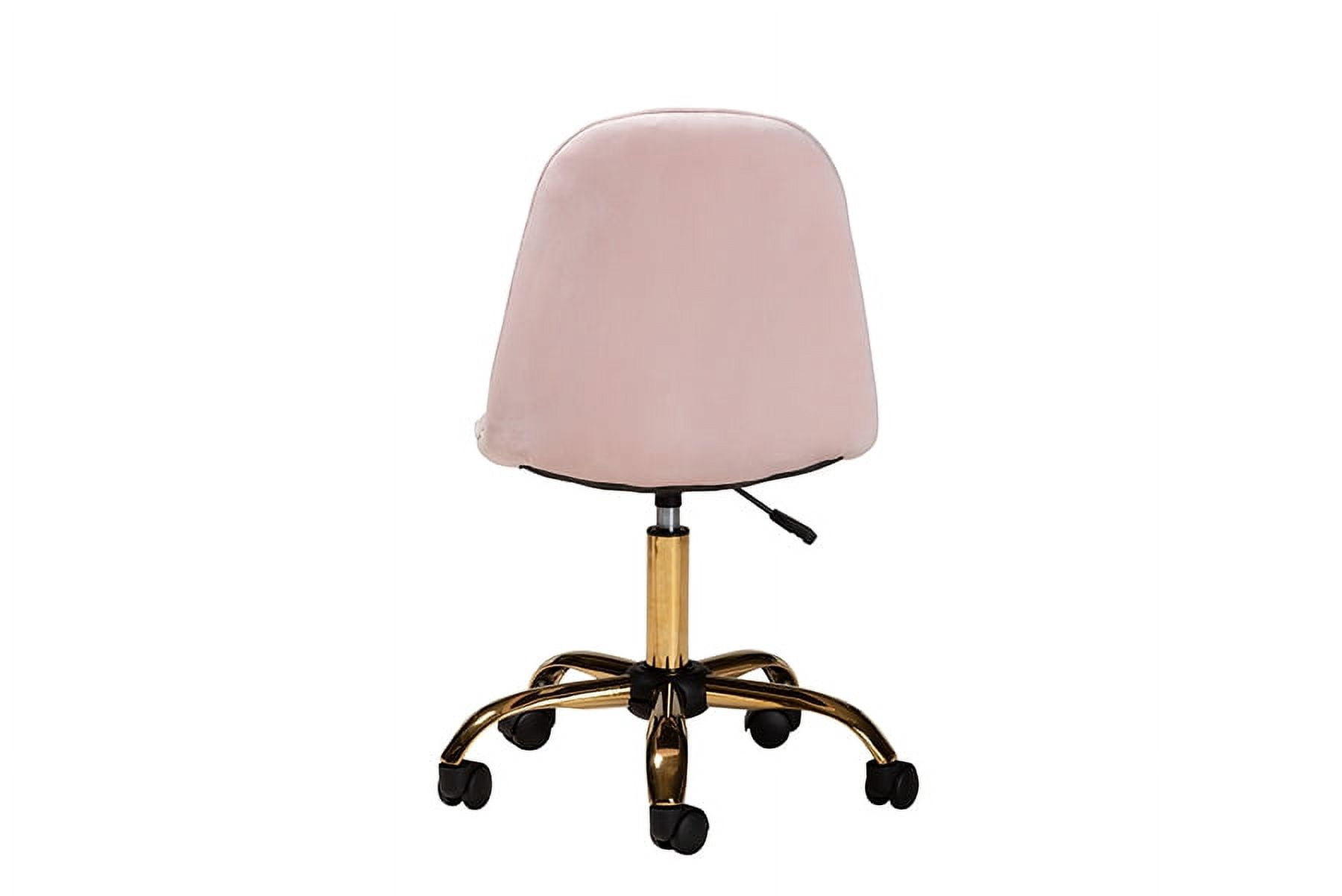 Baxton Studio Kabira Contemporary Glam and Luxe Blush Pink Velvet Fabric and Gold Metal Swivel Office chair