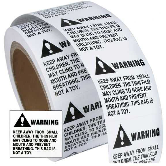 Eucatus Best Products & Gifts 2" x 2" White Suffocation Warning Stickers, 3 Rolls