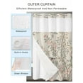 thumbnail image 2 of No Hook Shower Curtain with Snap in Liner Pink Flowers Branch Shower Curtain -Fabric Waterproof Inner Liner, Bird Green Gray Leaves Farm Plant Vintage Shower Curtains Washable 72"x72", 2 of 9