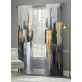 thumbnail image 4 of Grey Yellow Sheer Curtains for Living Room Bedroom Minimalist Style Oil Painted Modern Sheer Curtains 84 Inch Long 2 Panels Set Light Filtering Curtain Window Treatments Drapes for Dining Room, 4 of 6