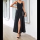 thumbnail image 4 of Vestido de Verano para Mujer, con Estampado Floral, Tirantes Finos, Informal, Bohemio, con Abertura para Playa, y Fluido. Negro S, 4 of 6