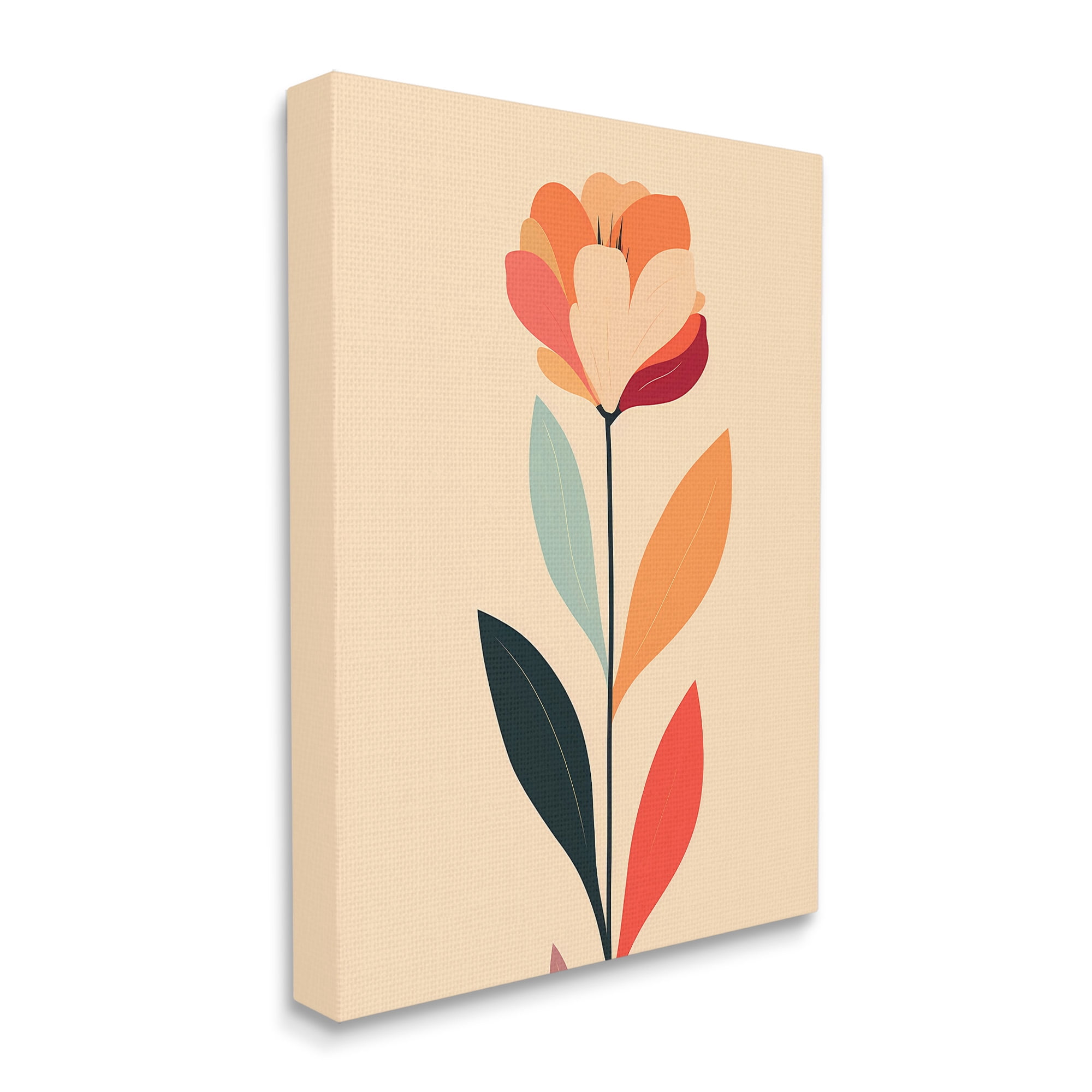 Stupell Industries Retro Hue Flower Botanical & Floral Painting Gallery Wrapped Canvas Art Print Wall Art, 16 x 20