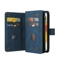 thumbnail image 3 of TECH CIRCLE Wallet Case For Moto G Power 2021,PU Leather Zipper Handbag Purse Flip Cover Kickstand Folio Women Case with Card Slots Holder Wrist Strap for Motorola Moto G Power 2021 6.6",Blue, 3 of 9