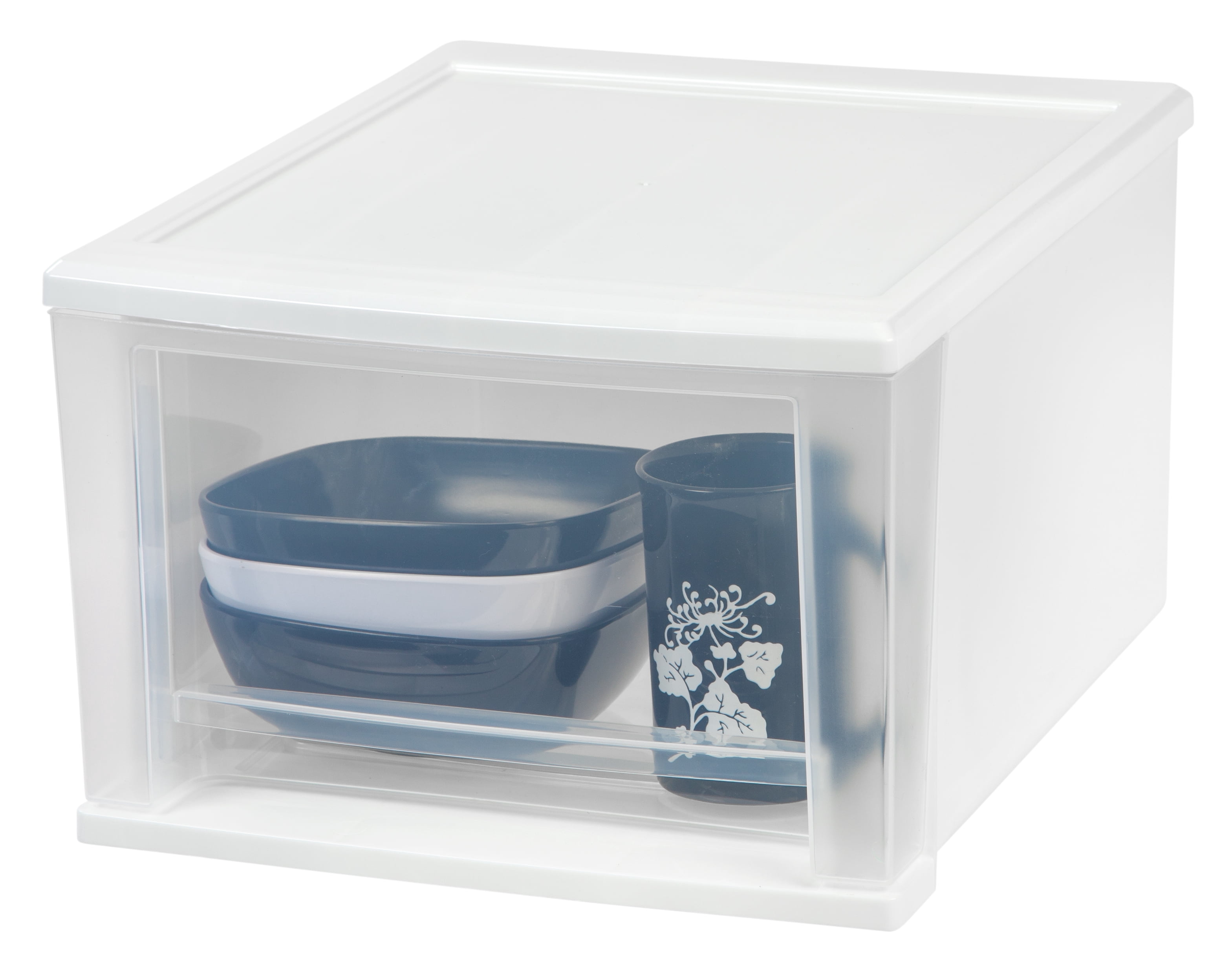 IRIS 17 Qt Medium Stackable Plastic Drawers for Clothes, White, 4Pk