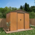 thumbnail image 6 of Mondawe 6'x8' Outdoor Storage Shed, Metal Garden Shed with Four Air Vents, Tool Sheds for Backyard Garden Patio Lawn,Brown, 6 of 6