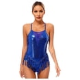 thumbnail image 2 of Aislor Justaucorps de Danse Latine à Franges à Sequins pour Femmes, Justaucorps, Robe de Performance Tango Salsa Bleu Royal m, 2 of 7