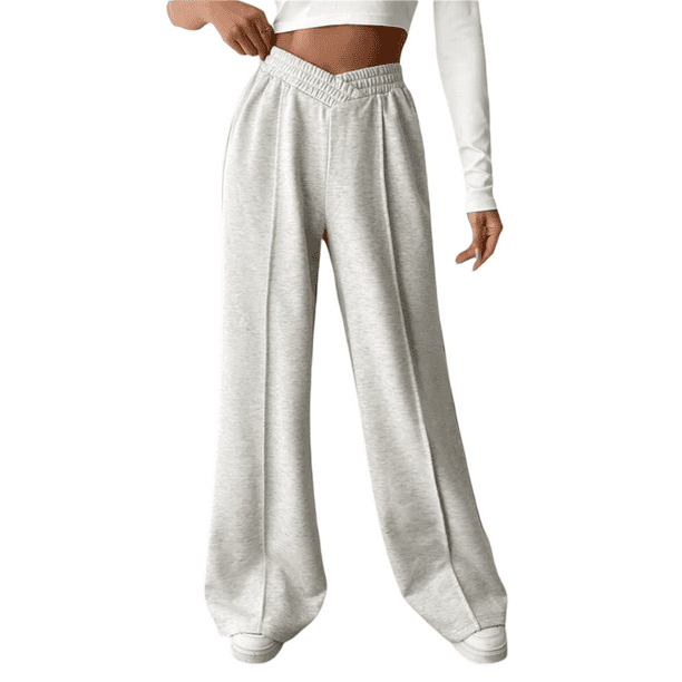 FAROOT Women's Casual Lounge Pants Trendy Elastic Waist Wide Leg Solid  Color Sweatpants