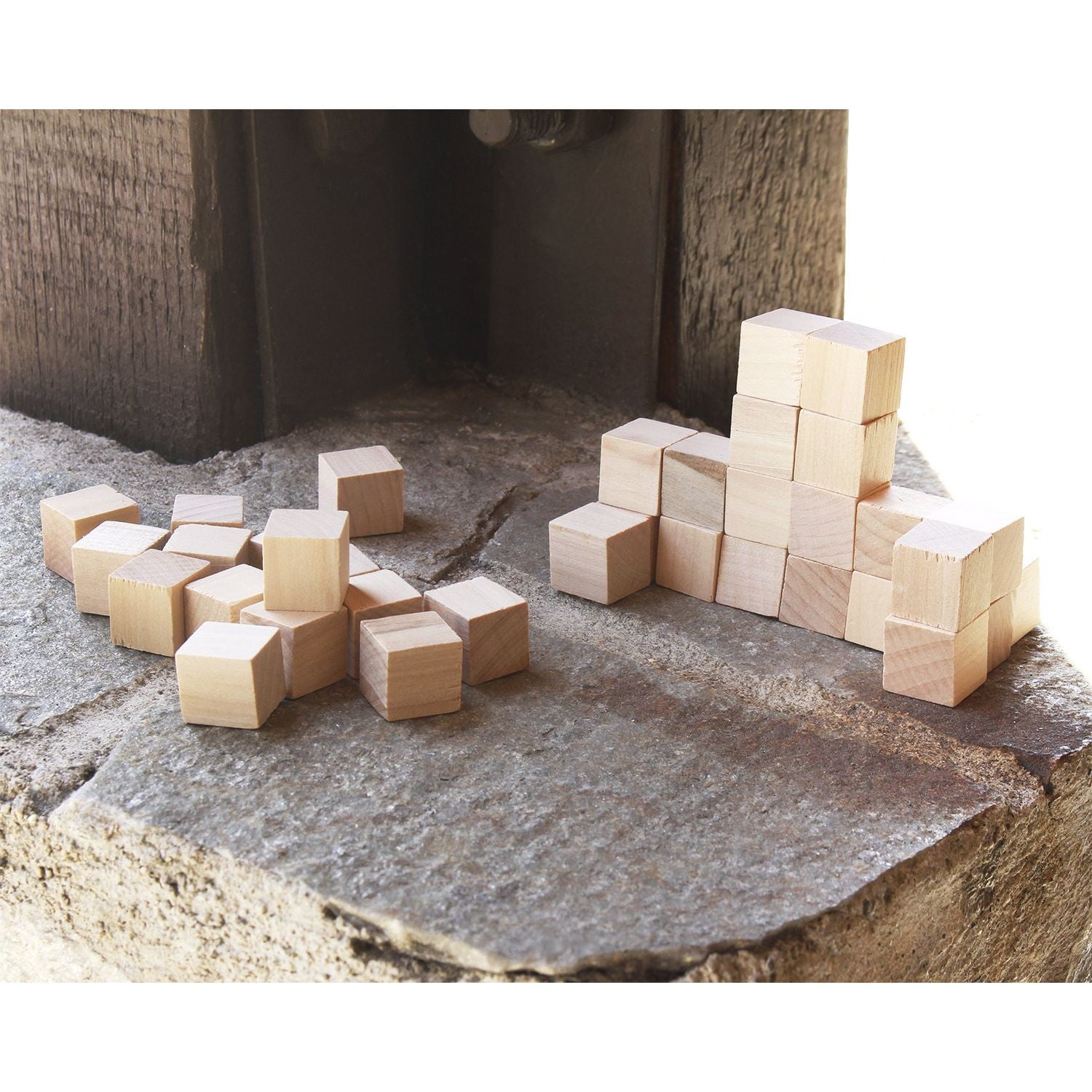 plain wooden cubes