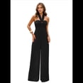 thumbnail image 1 of Mono para Mujer, Cuello Halter Cruzado, Pierna Recta, Mono Negro M, 1 of 7