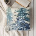 thumbnail image 3 of SHANXI  Winter Pillow Cover  Watercolor Teal Tree Snowflake Decoration Holiday Farmhouse Pillow Case Nature Forest Decor for Home Sofa Couch (Navy Blue)  22x22in, 3 of 5