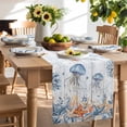 thumbnail image 3 of Burlap Table Runner 90 Inches Long,Underwater Ocean Creature Non-Slip Kitchen Table Runners for Dining Room Everyday Use Party Table Decorations Sea Jellyfish Starfish Wood Plank, 3 of 9